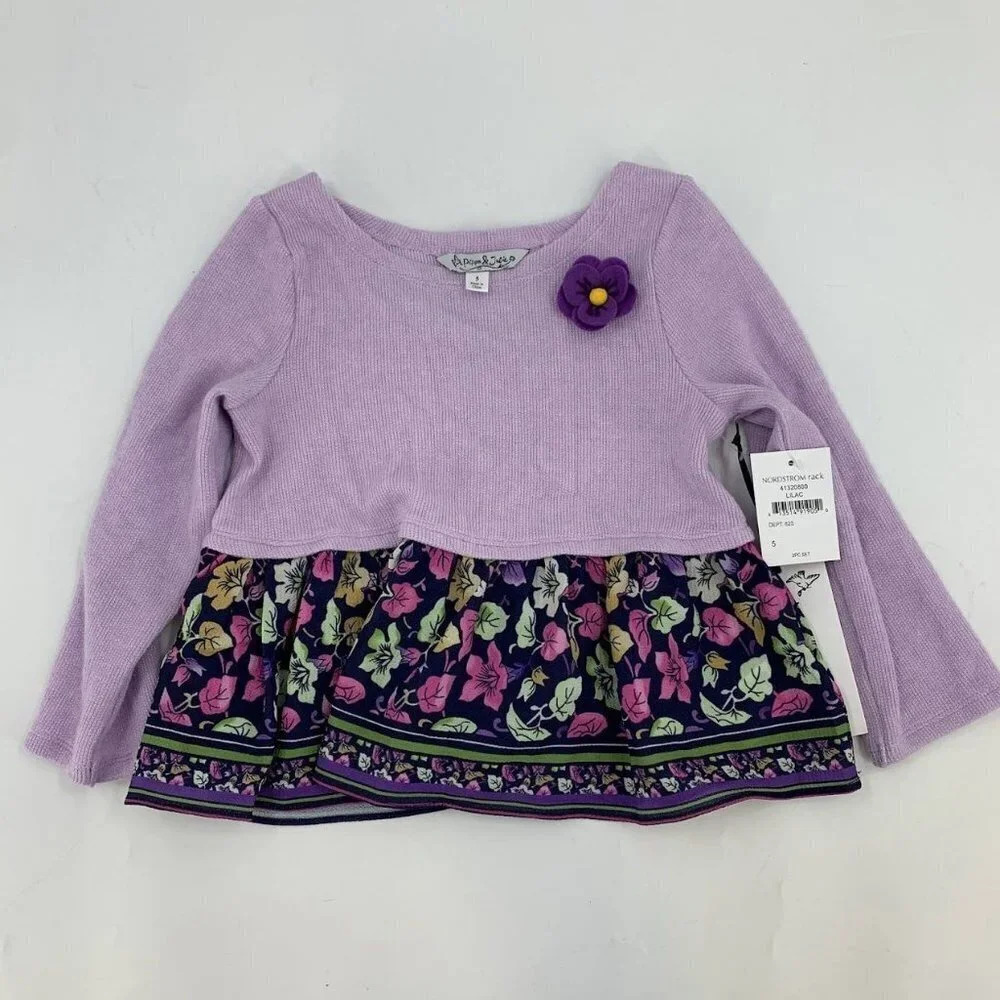 Pippa and Julie Kid's Long Sleeve Sweater Floral Dress Size 5 NWT